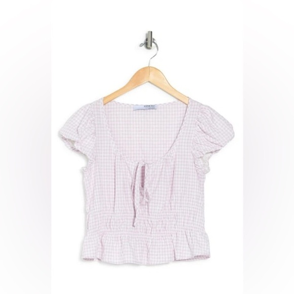 NWT! Sophie Rue Gingham Scoop Neck Cap Sleeve Crop Top - Size Small - Picture 1 of 4